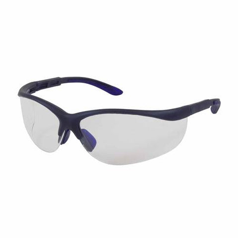 PIP 250-21-0100 Hi-Voltage Ac Eyewear, Clear Polycarbonate Lens, Anti-Scratch, Semi-Rimless Blue Frame, Rubber Nose Pads And Temple Tips, Adj -12 Pack