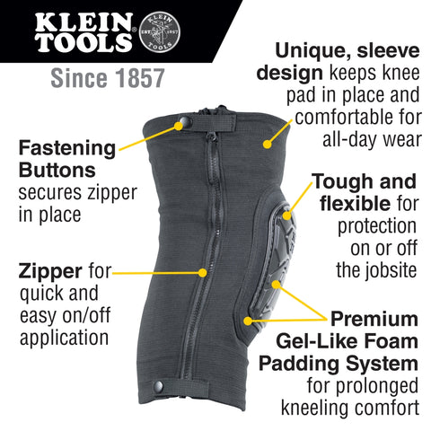 Klein Tools 60630 Tough-Flex Knee Pad Sleeve L/XL