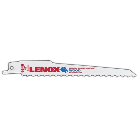 Lenox 20575-634R 6" 4Tpi Wood Cutting Reciprocating Saw Blade - 5 Pack