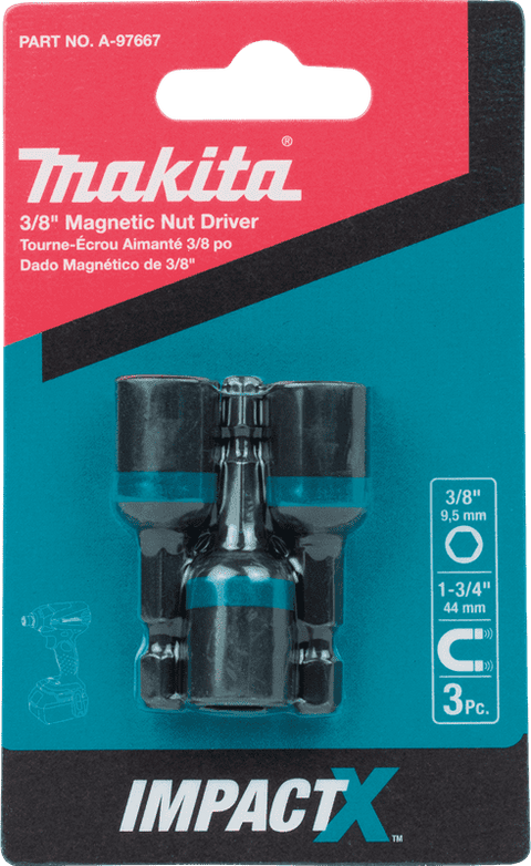 Makita A-97667 ImpactX 3/8" x 1-3/4" Magnetic Nut Driver, 3/pk