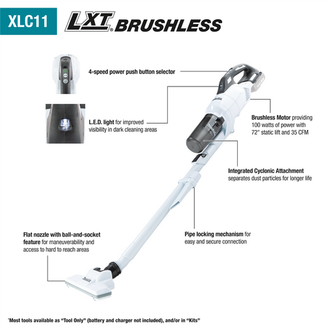 18V LXTÃ‚Â® Lithium-ion Compact Brushless Cordless Cyclonic 4-Speed Stick Vacuum Kit, with one battery (2.0Ah)