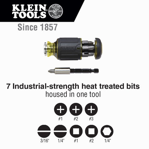 Klein 32308 8-in-1 Adjust. Stubby Screwdriver