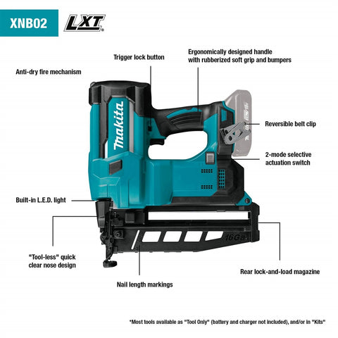 Makita XNB02Z Cordless 2-1/2 in. Straight Finish Nailer