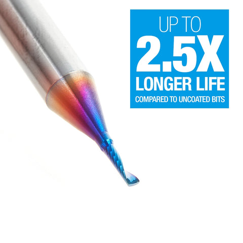 Amana Tool 51441-K Solid Carbide Cnc Spektraextreme Tool Life Coated Spiral O Single Flute, Plastic Cutting 1/16 Dia X 1/4 X 1/4 Shank X 2 Inch Long Up-Cut Router Bit