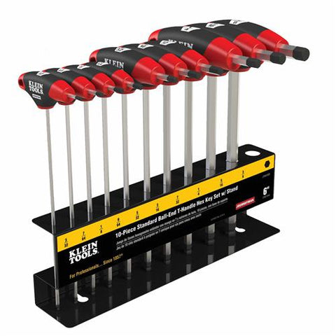 Klein Tools JTH610EB 10 pc 6'' (152 mm) SAE Ball-End Journeyman T-Handle Set with Stand