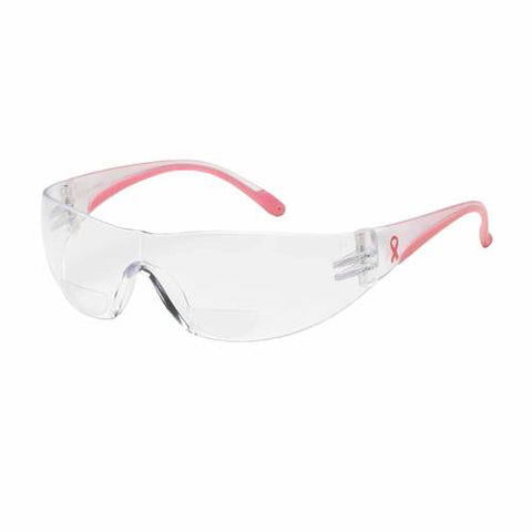 PIP 250-12-0200 Lady Eva Reading Magnifier Eyewear, Corrective Bifocal +2.00 Diopter, Clear Polycarb Lens, Anti-Scratch, Clear/Pink Temple W/ Pink Ribbon, -12 Pack