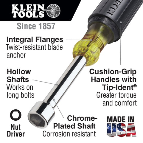 Klein 646-5/8 5/8 in. Hollow Shaft Nut Driver 6 in. Shaft