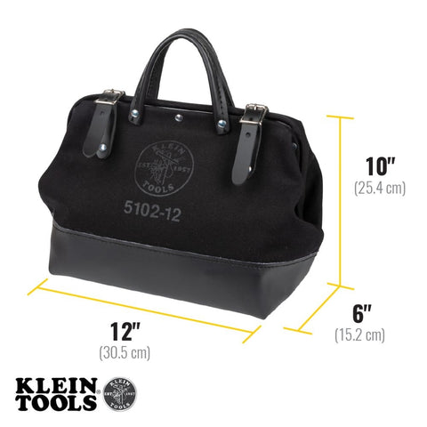 Klein 510212BLK Tool Bag, Black Canvas, 12-Inch