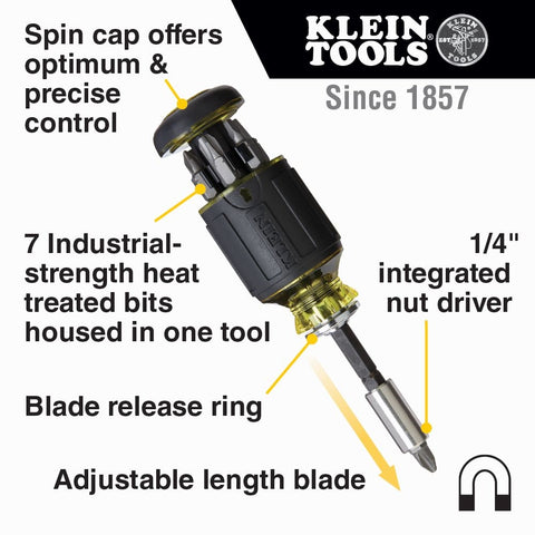 Klein 32308 8-in-1 Adjust. Stubby Screwdriver