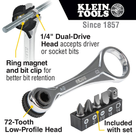 Klein 65200 Electrician's Mini Ratchet Set, 5-Piece