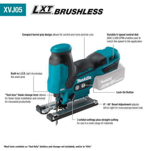 Makita XVJ05Z 18V LXT Li-Ion  Barrel Grip Jig Saw