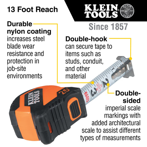 Klein Tools 9525 25' Compact Tape Measure