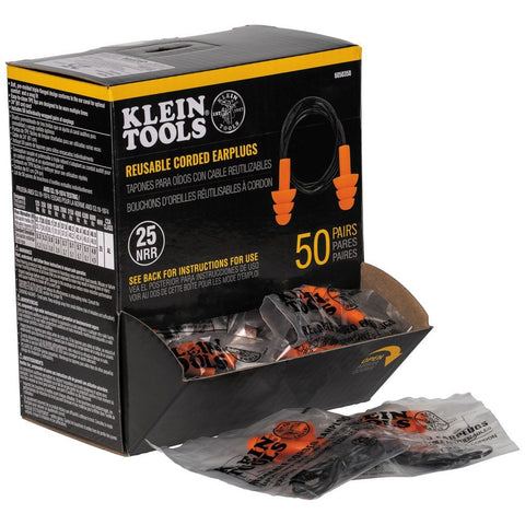 Klein 6050350 Corded Earplugs, 50-Pair