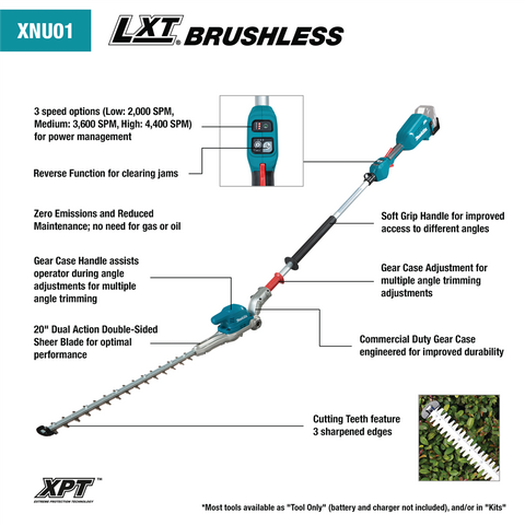 18V LXTÃ‚Â® Lithium-Ion Brushless Cordless 20" Articulating Pole Hedge Trimmer (Tool Only)