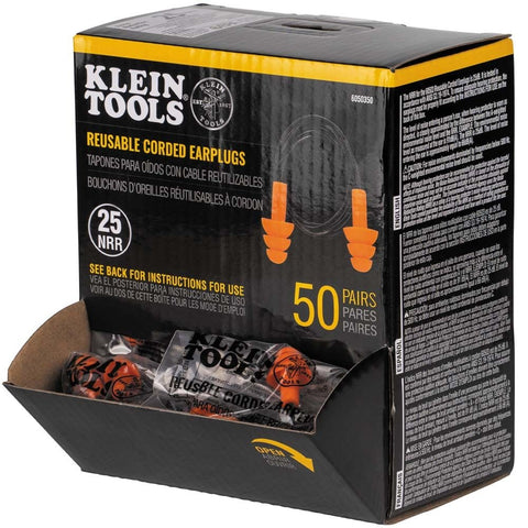 Klein 6050350 Corded Earplugs, 50-Pair