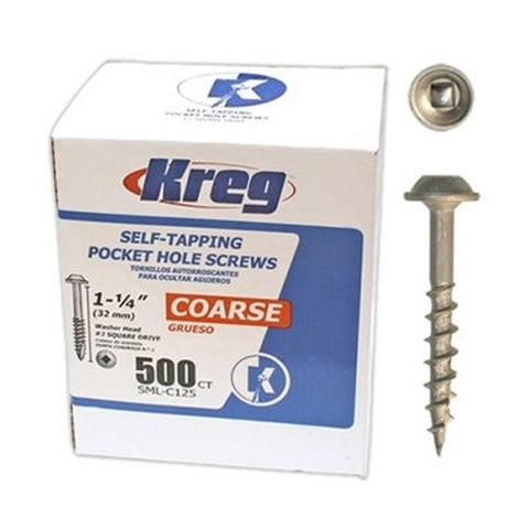 Kreg Pocket Screws - 1-1/4", #8 Coarse, Washer-Head, 500ct