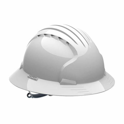 PIP 280-EV6141-10 Evolution Deluxe 6141 Full Brim Hard Hat White 6-Pt Polyester Textile Suspension Slip Ratchet Adjustment Non-Vented Ansi 10 Packs of (1)