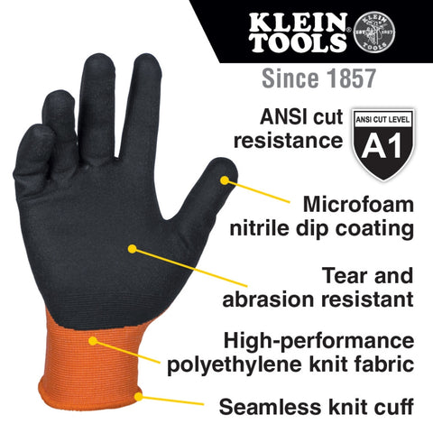 Klein 60673 A1 Cut Knit Dipped Gloves, XL