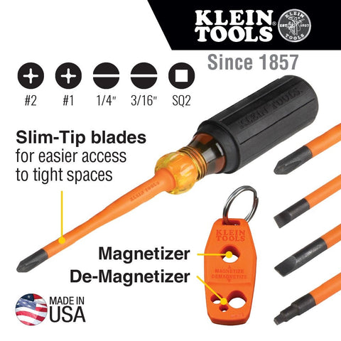 Klein Tools 33736INS Insulated Slim Tip Driver Set, 6 Pc