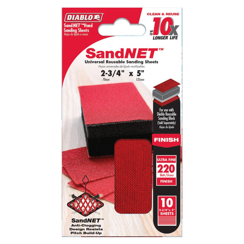 Diablo Tools 2-3/4" X 5" 220-Grit Sandnet Reusable Sanding Sheets (10-Piece)