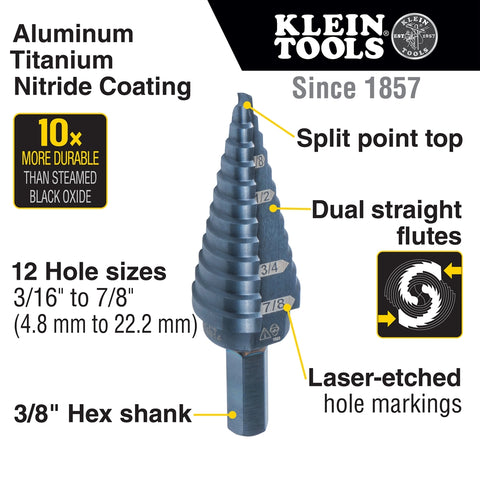 Klein Tools KTSBSPRO Premium Hex Step Bit Set, 3 Pc